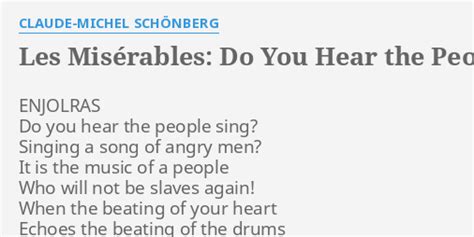 Les Mis Rables Do You Hear The People Sing Lyrics By Claude Michel