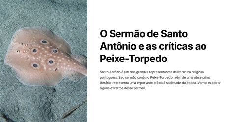 O Serm O De Santo Ant Nio E As Cr Ticas Ao Peixe Torpedo