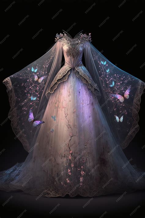 premium photo  pretty dress   lot  butterflies