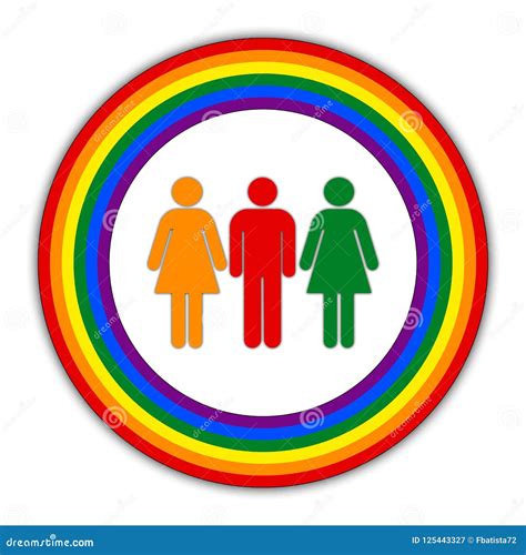 Rainbow Gay Couple Pride Flag Circle Symbol Of Sexual Minorities Two Woman Stock Illustration