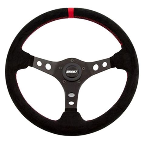 Grant Spoke Racing Black Suede Steering Wheel With Red Top Marker