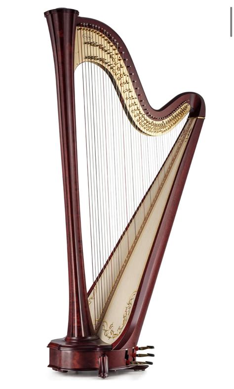 A Large Wooden Harp On A White Background