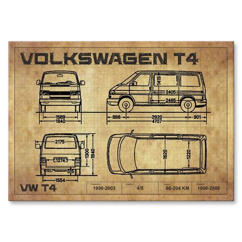 Metal Poster Vw T4 Drawing Steelposter Marceli Szczepek