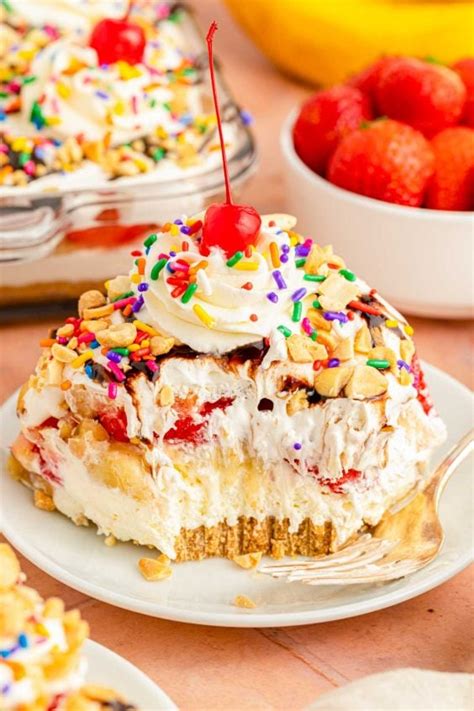 No Bake Banana Split Cake Recipes And Sugar And Soul