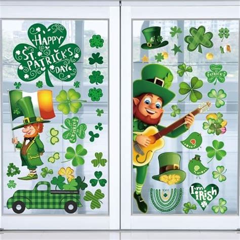 St Patricks Day Decorations Window Clings Sheet For Glass Windows