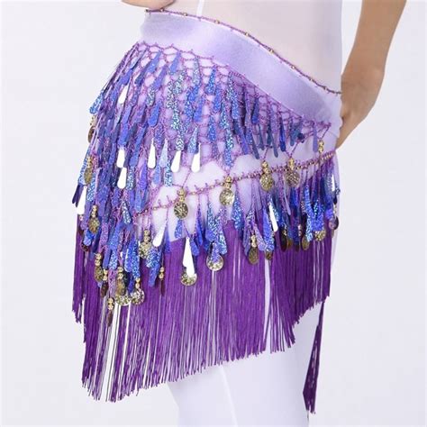 Newest Belly Dance Hip Scarf Dancing Tassel Sequins Decor Skirt Waist