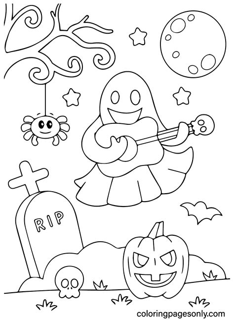 Cute Happy Halloween Coloring Page - Free Printable Coloring Pages