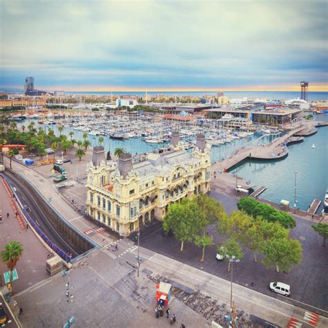 Aerial View Of Barcelona Stock Image Image Of Barceloneta 81452795