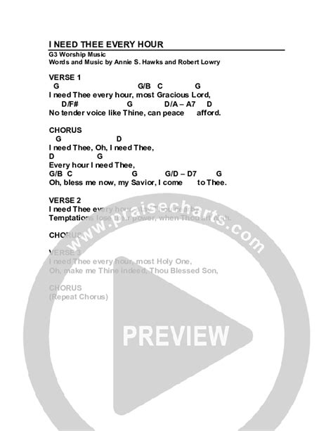 I Need Thee Every Hour Chords PDF (G3 Worship) - PraiseCharts