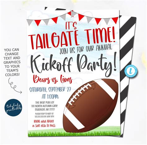 Football Kick Off Party Invitation Tidylady Printables