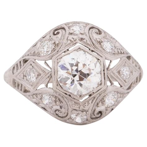 85 Carat Art Deco Diamond Platinum Engagement Ring For Sale At 1stDibs