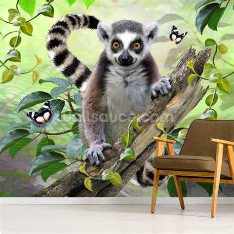 Ringtailed Lemur Selfie Wall Mural | Wallsauce US