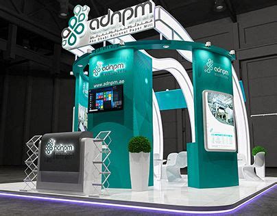 An Exhibition Stand With Green And White Accents