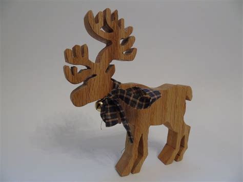 Classic Reindeer Etsy Wood Reindeer Christmas Figurines Christmas