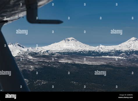 aerial view of the Three Sisters volcanoes near Bend, Oregon, USA Stock Photo - Alamy