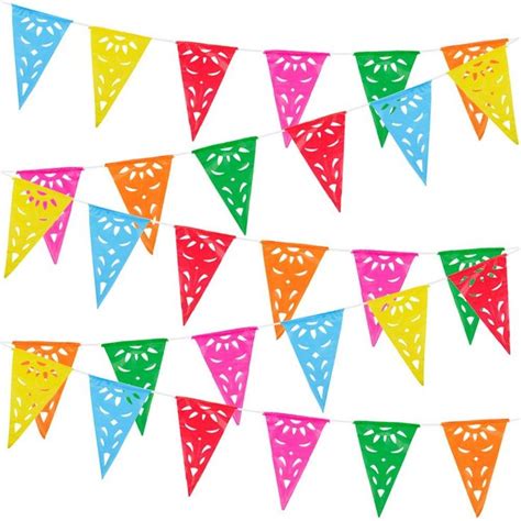 More Fiesta Pennant Banner Plastic Flags Pack Of Multicolor Party