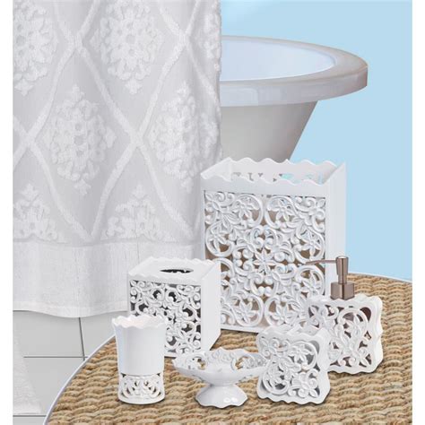 Creative Bath Products Belle 6-Piece Bath Accessory Set in White Modern Master Bathroom, Elegant ...