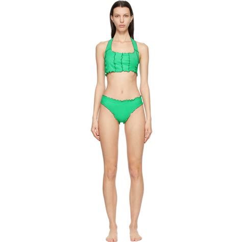 Sherris Green Ruffle One Strap Bikini Sherris
