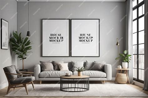 Premium Photo Frame Mockup Iso A Paper Size Living Room Wall Poster