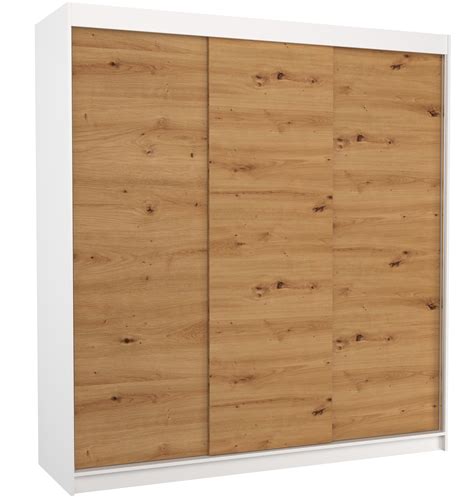 Les Tendances Armoire Chambre Adulte Blanche Et Bois Artisan 2 Portes