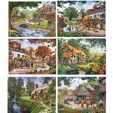 Set Of 6 Steve Crisp 300 Large Piece Jigsaw Puzzles Bits And Pieces