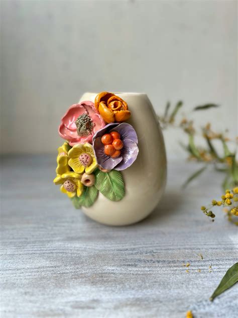 Handmade Design Ceramic Flower Vase Medium Pitane Tasarım