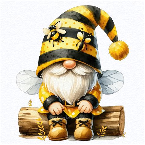 Watercolor Bumble Bee Gnomes Clipart Png Honey Bee Gnomes Png