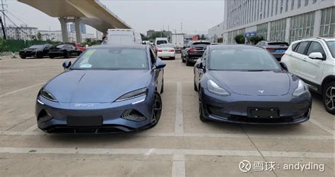 比亚迪sz002594 海豹 和 特斯拉tsla Model3 同框，你喜欢哪一个外形多点？ 雪球