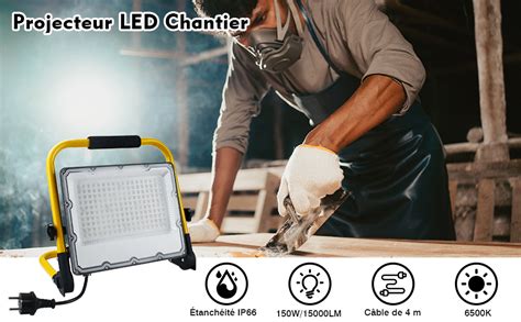 OUSIDE Projecteur LED Chantier 150W Éclairage de Chantier Puissant et