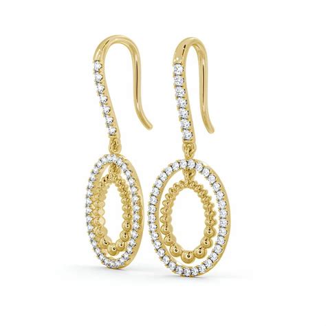 Drop Round Lab Grown Diamond 0 60ct Earrings 18K Yellow Gold