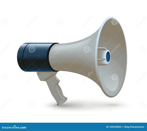 Blue And White Megaphone Isolated On White Background Vector Realistic 3d Bullhorn Stock