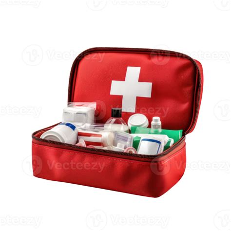 Ai Generated Open First Aid Kit With Supplies On Transparent Png