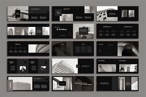 Minimalist Architecture Brochure Template With Dark Theme, Landscape ...