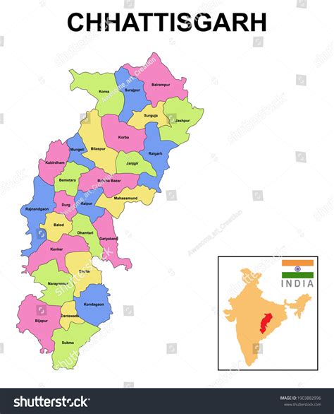 Chhattisgarh State Map With Districts Dorita Kara Lynn