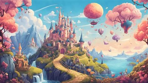 Premium AI Image | A whimsical cartoonstyle vector art illustration of a magical kingdom