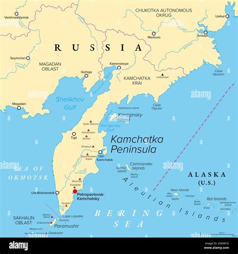 Kamchatka volcano map hi-res stock photography and images - Alamy