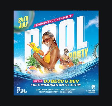 Pool Party Summer Flyer Template PSD Ksioks