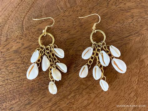 DIY Dangle Cowrie Shell Earrings