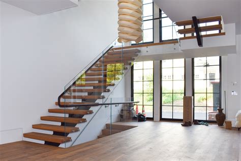 Modern Steel Stair With Wood And Glass Compass Iron Works