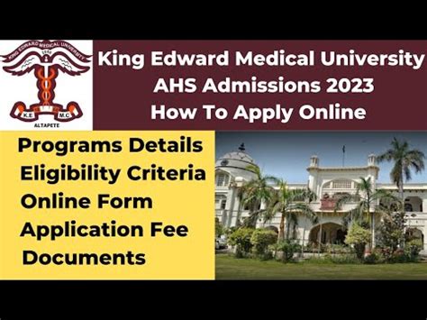 Kemu Admissions King Edward Medical University Ahs Admission