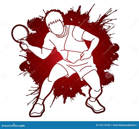 Ping Pong Player Table Tennis Action Cartoon Graphic Vector Stock