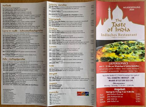 Speisekarte Von Take Eat Easy By The Taste Of India Restaurant Heringsdorf