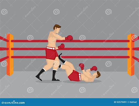 Two Boxers In Ring Vector Illustration Isolated On White Background