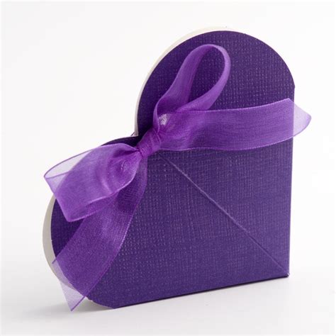 Purple Silk Heart Favour Box By Favour Lane