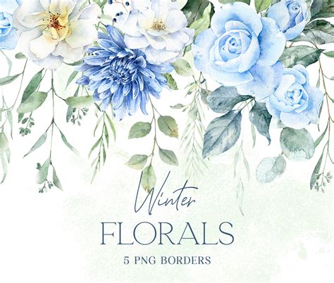 Watercolor Floral Border Flower Border Png Commercial Use Etsy