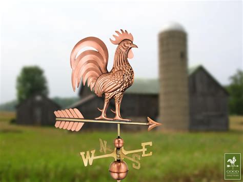 Proud Rooster Weathervane With Roof Mount Pure Copper Etsy