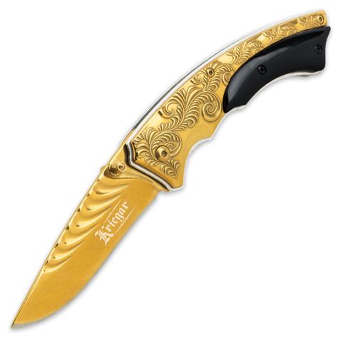 Kriegar Gentlemans Assisted Opening Pocket Knife Gold