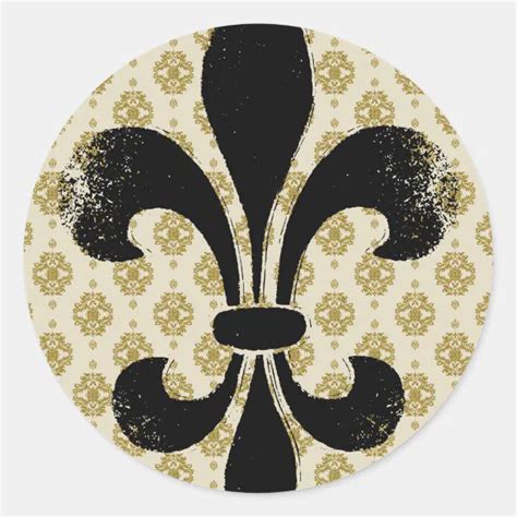 Vintage Fleur De Lis Classic Round Sticker Zazzle