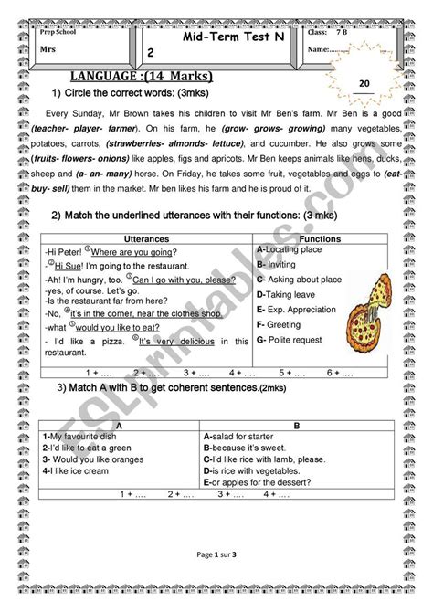 Mid Term Test N For Th Form Esl Worksheet By Maram