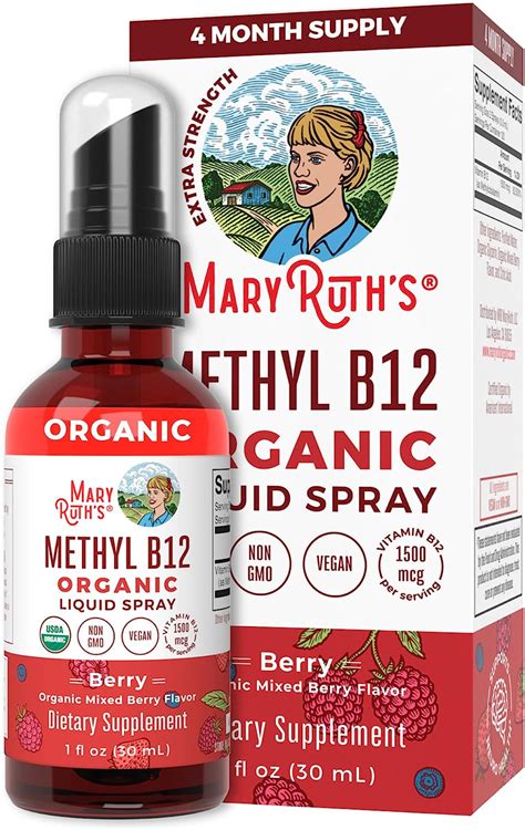 Organic Vitamin B12 Spray For Nerve Function And Energy Support Vegan